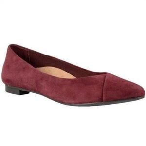 Vionic Caballo Suede Pointed Toe Orthotic Ballet Flats Burgundy Size 9